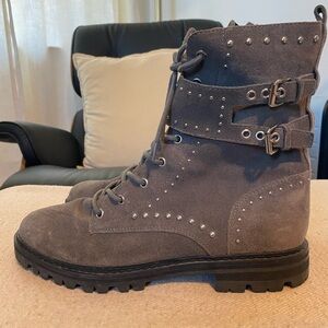 Stylish Marc Fisher Grey Suede Women's Combat Boots
